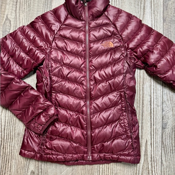 The North Face maroon red Goose Down puffer 550 jacket xs - Picture 7 of 10
